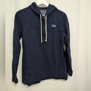 LL Bean navy cotton hooded pullover sweatshirt size small